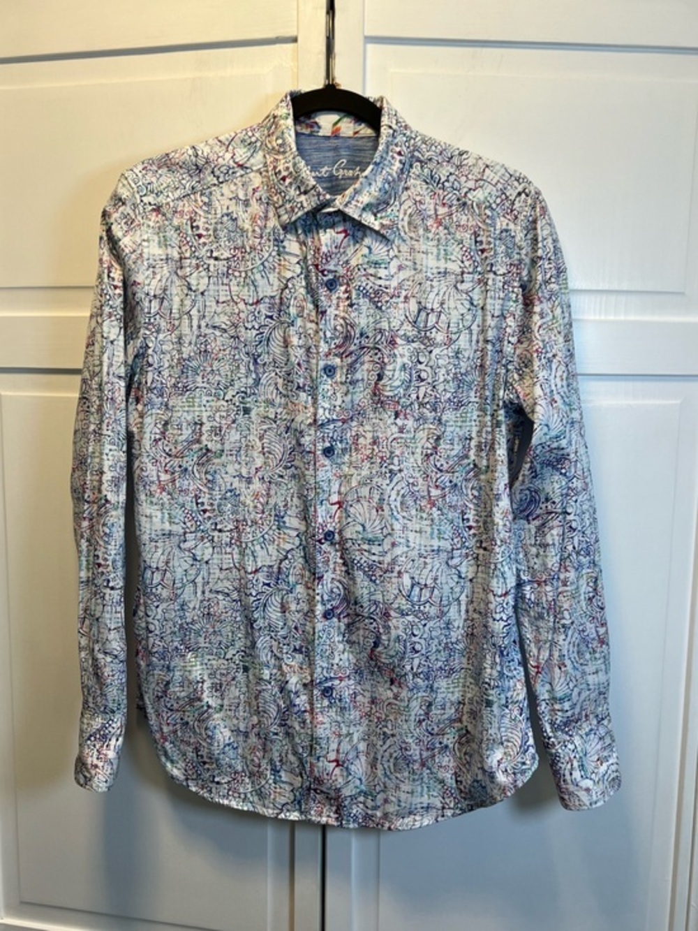 Robert Graham White Multicolor Abstract Print Button-Down Shirt Size Men’s Small